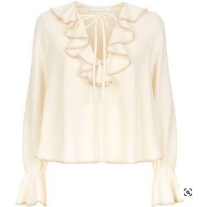 See By Chloé Ivory Ruffle Peasant Cream Blouse